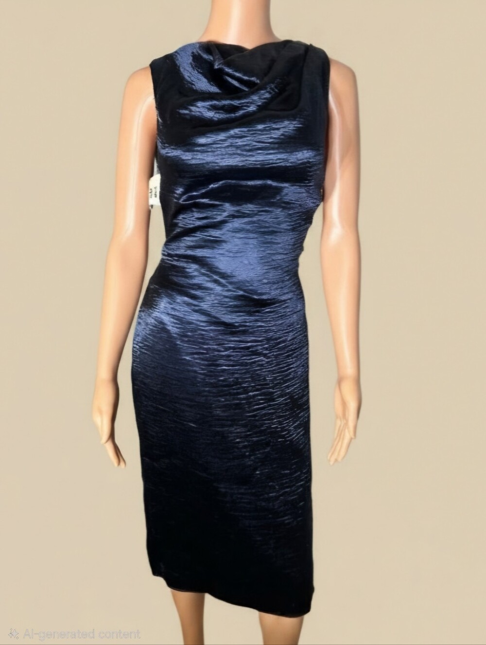 Fame And Partners Sneath Navy Cowl Neck Midi Dress Size 6 NWT Retail: $229